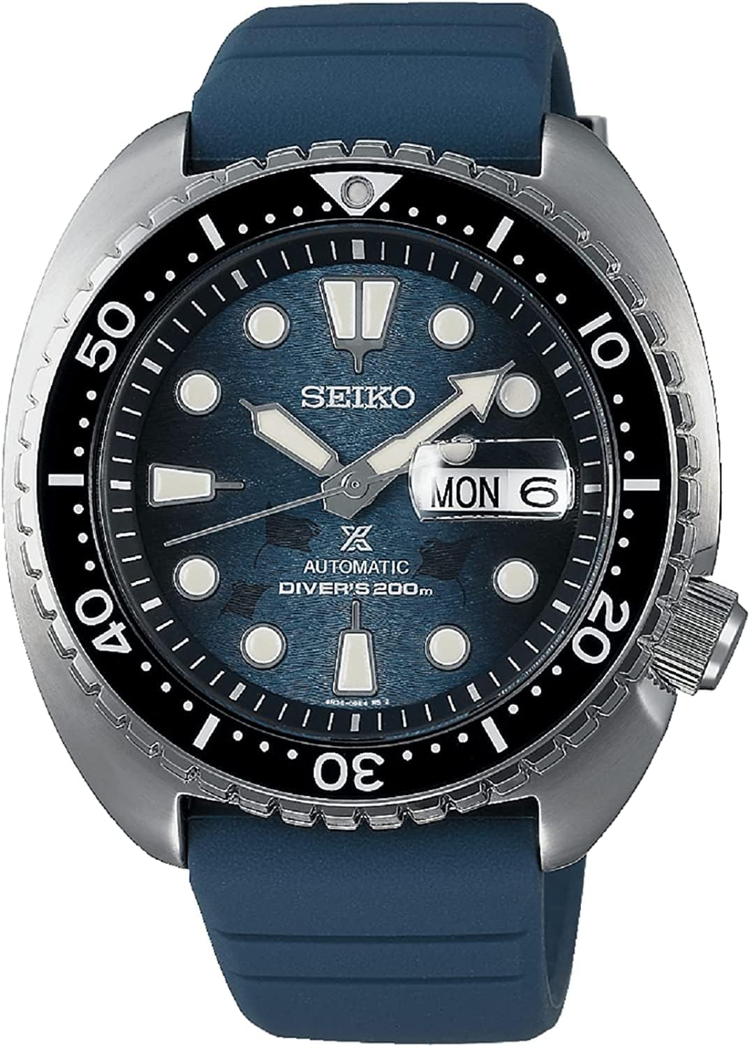 HOTSEIKO Automatic Watch for Men - Prospex Automatic Diver - Patterned Dial | Day/date, Rotating Bezel, 200m Water-Resistant, Lumibrite Hands and Markers, Manual Wind, 41-Hour Reserve