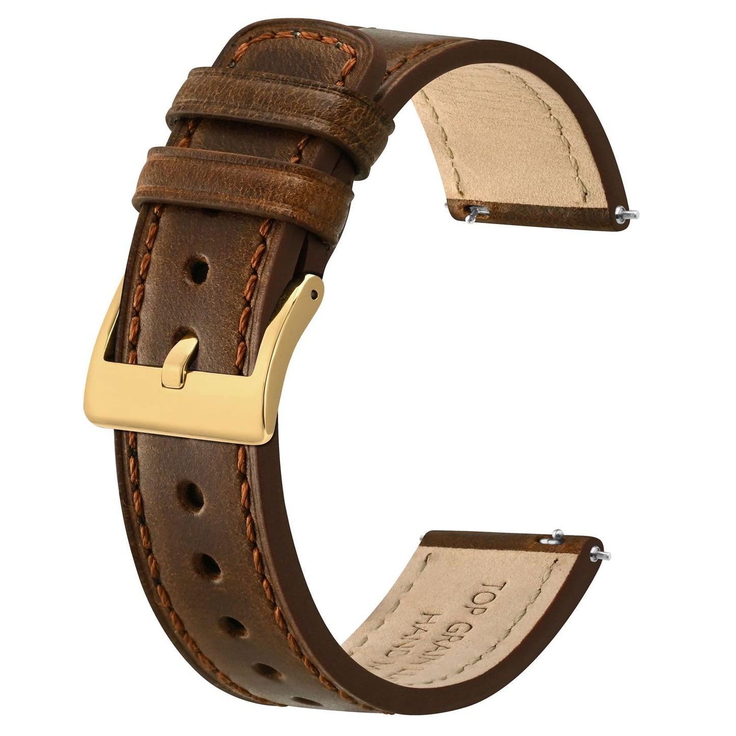 HOTBISONSTRAP Leather Watch Straps, Classic Oil Waxed Leather, Quick Release Replacement Band for Men and Women, Band Width 18mm 20mm 22mm