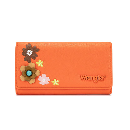 HOTX Wrangler Women's Wallet RFID Blocking Large Floral Trifold Wallets | Large Capacity, Floral Print, Multi Card Slots, ID Window, Money organizer & Coin pocket, Ideal Gift Choice for All Holidays