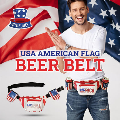 HOTHandinHandCreations USA Merica Beverage Belt Fanny Pack Holster All American Classic Costume 4th of July
