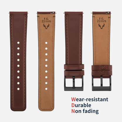 HOTFullmosa Leather Watch Bands for Men, 18mm 19mm 20mm 21mm 22mm 24mm 26mm Quick Release Watch Bands Strap - Burnished Band Vintage Wristband with Stainless Steel Metal Clasp