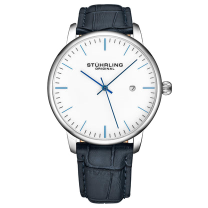 HOTStuhrling Original Men's Watch Dress Watch 40mm, Ultra Slim Mens Watch Leather Strap, Quartz Analog Men's Wrist Watch, Classic Minimalist Watch for Men
