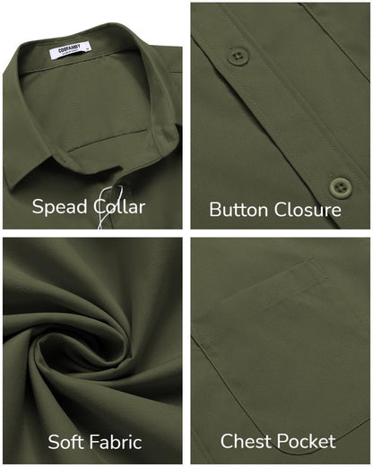 HOTCOOFANDY Mens Short Sleeve Casual Button Down Shirts Summer Untucked Dress Shirts with Pocket