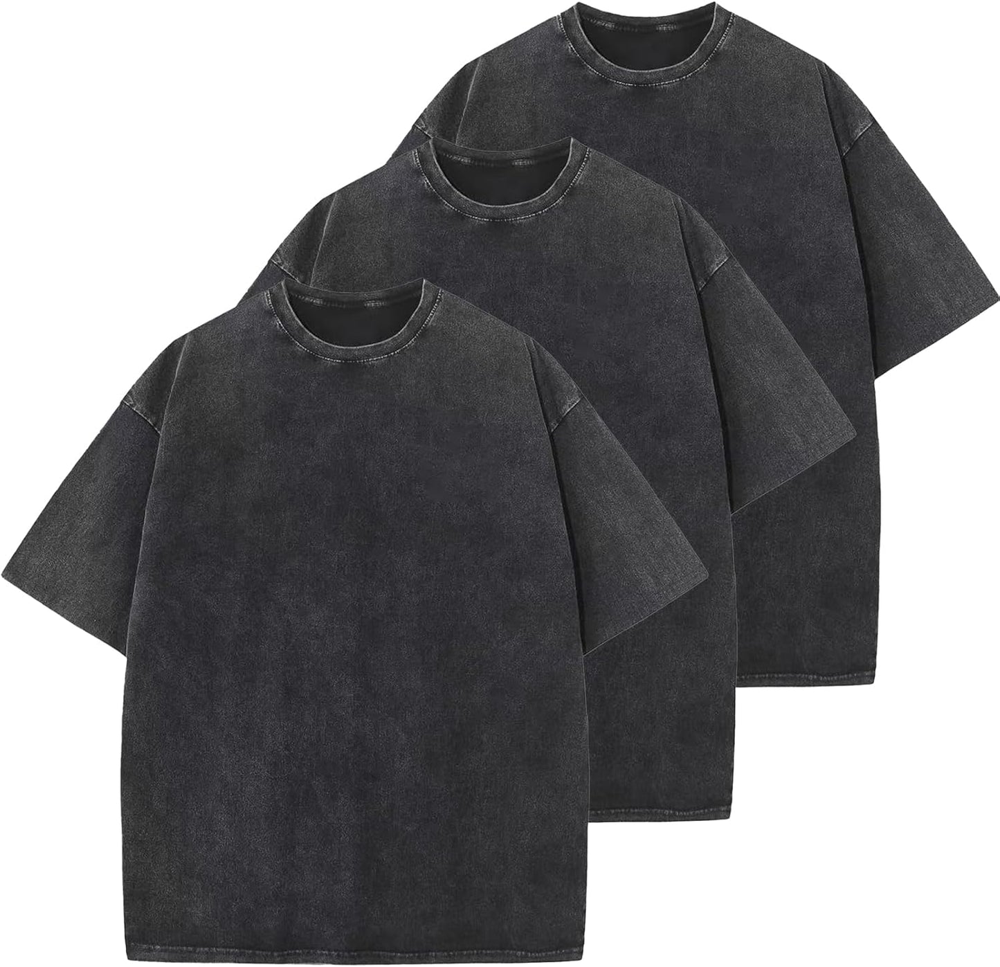 HOTMen's Cotton T-Shirts Oversized Unisex Short Sleeves Casual Loose Wash Solid Basic Tee Tops