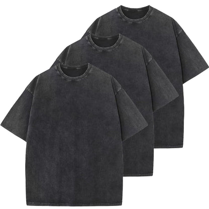 HOTMen's Cotton T-Shirts Oversized Unisex Short Sleeves Casual Loose Wash Solid Basic Tee Tops