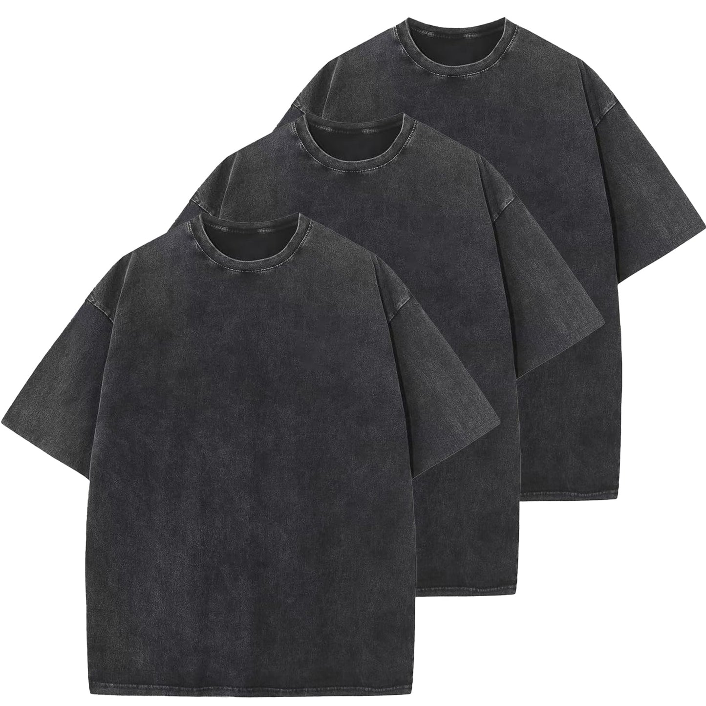 HOTMen's Cotton T-Shirts Oversized Unisex Short Sleeves Casual Loose Wash Solid Basic Tee Tops