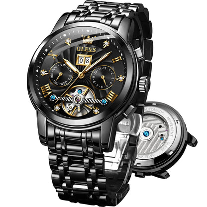 HOTOLEVS Watches Men Waterproof Luxury Big Face Mens Watch Stainless Steel Day Date Quartz Analog Dress Watches for Men Luminous Reloj para Hombres (Green/Blue/Black/Gold)