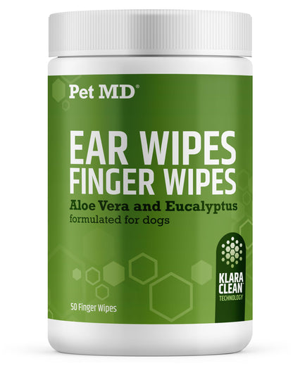 HOTPet MD Dog Ear Cleaning Wipes – Otic Cleanser for Dogs - 100 ct | Soothing Ear Care with Aloe Vera & Eucalyptus, Regular Wipes