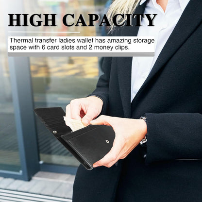 HOT2pcs Sublimation Heat Transfer Wallet Blank, Fashion Ladies Leather Wallets, Large Capacity Secure Buckle Leather Clutch Wallet, DIY Craft Long Purse for Women Girl Gift (2pcs)