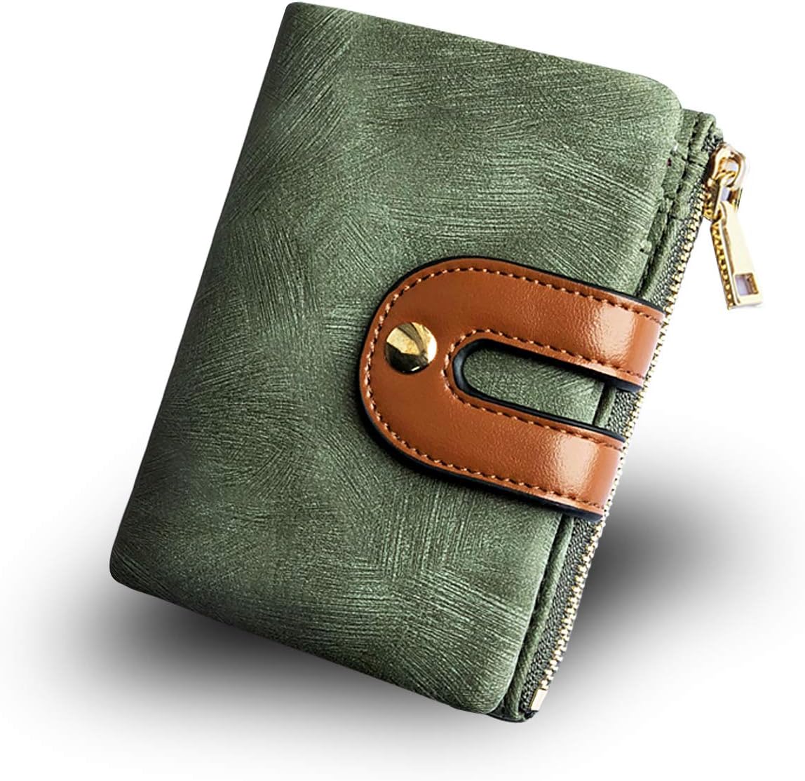 HOTAOXONEL Women's Rfid Small Bifold Leather Wallet Ladies Mini Zipper Coin Purse id card Pocket,Slim Compact Thin