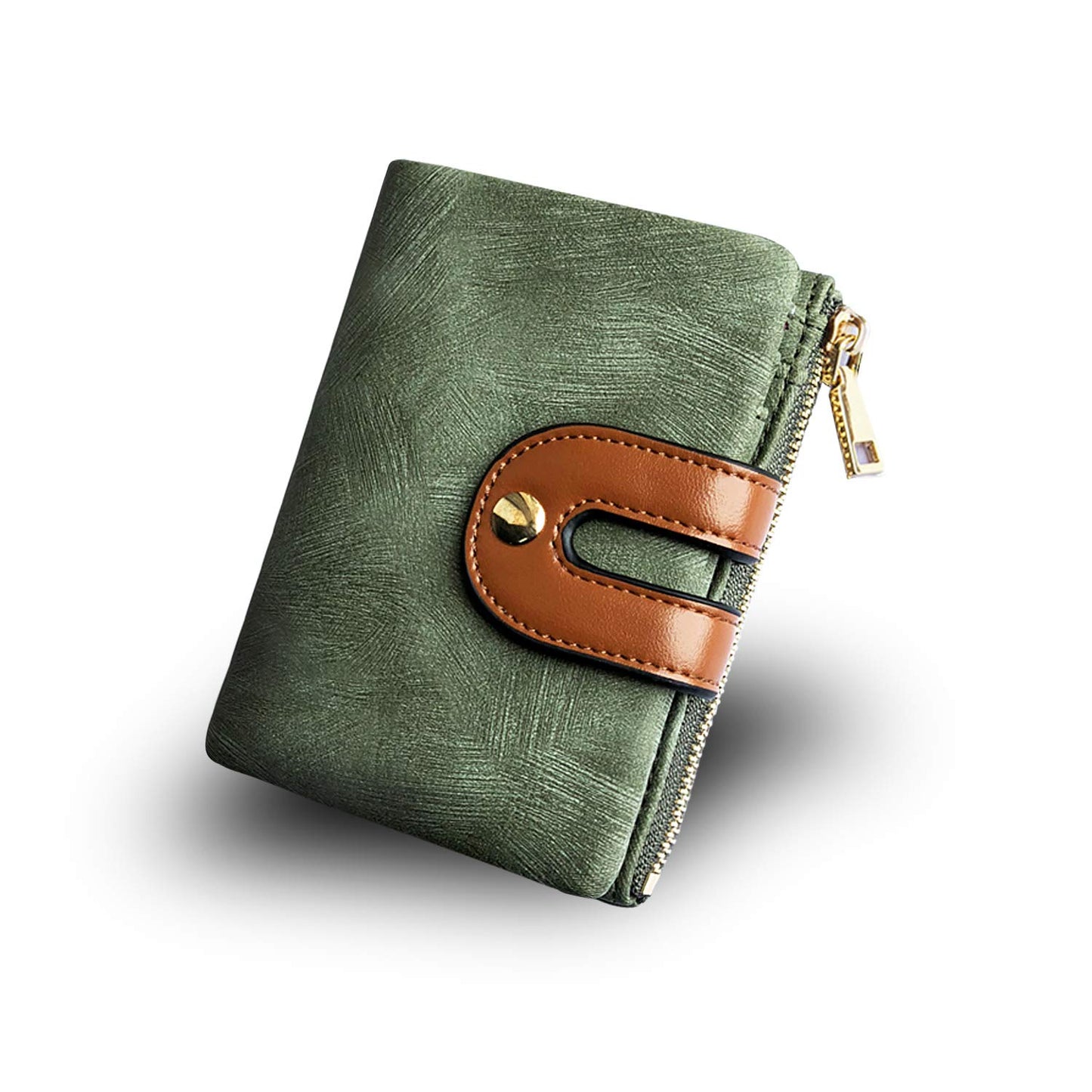 HOTAOXONEL Women's Rfid Small Bifold Leather Wallet Ladies Mini Zipper Coin Purse id card Pocket,Slim Compact Thin