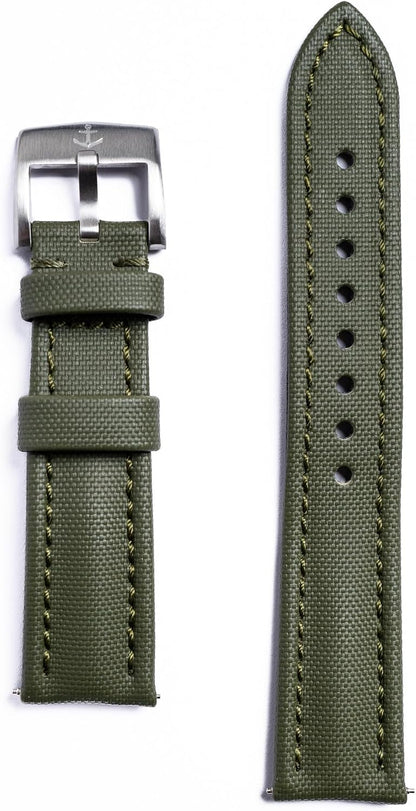 HOTAnchor Strap Co | Classic Sailcloth Watch Strap | Marine-Grade Outer + Caoutchouc Rubber Lining | Water-Resistant | Brushed 316L Stainless Steel Buckle | Fits 6.25–8.25in Wrists