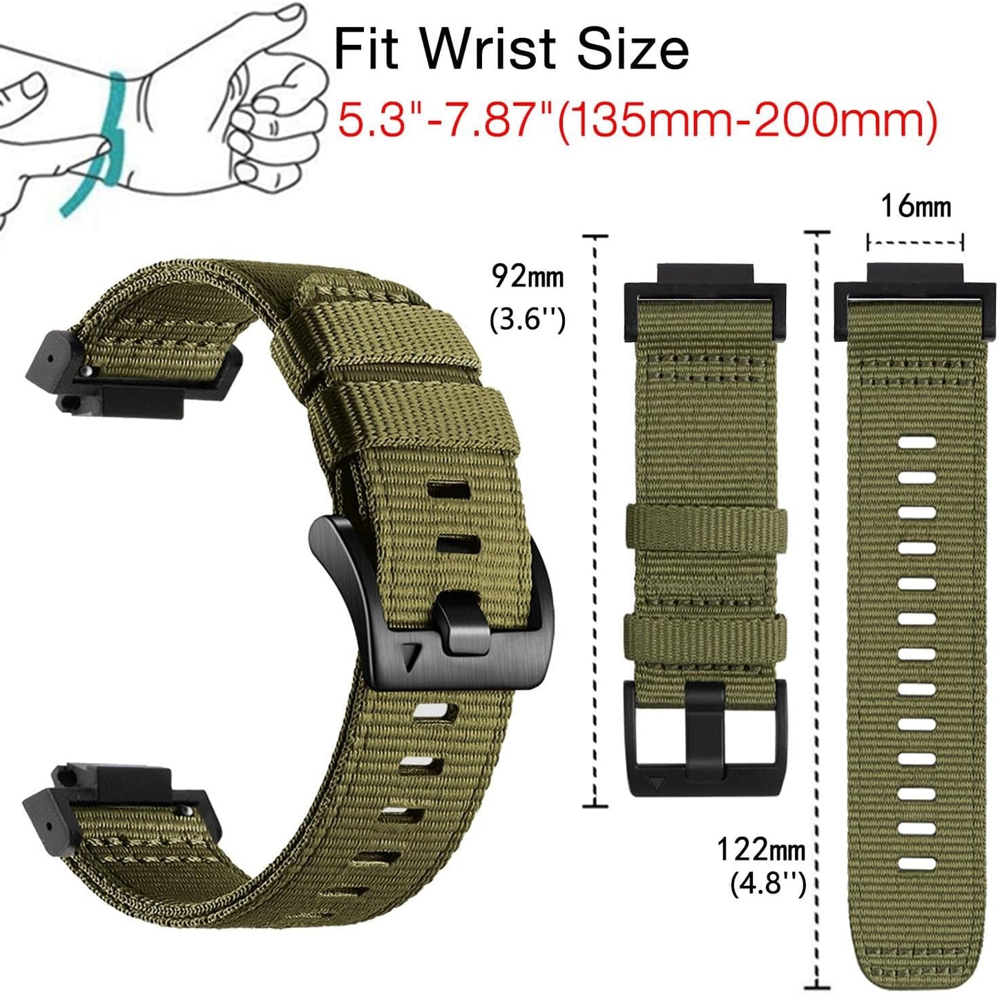 HOTAbanen Rugged Nylon Watch Band for Casio gshock DW-5600/8900, Adjustable Sports Wrist Strap for GA-100/GW-B5600/GB-5600 /GW-6900