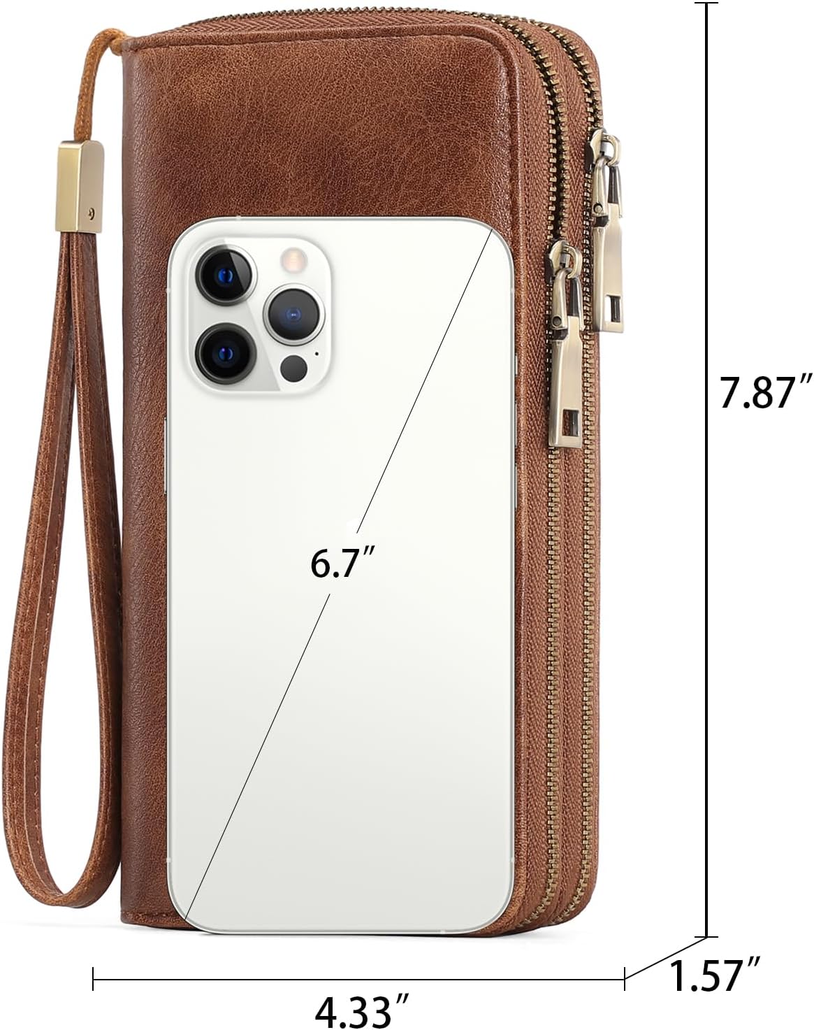 HOTGAEKEAO Wallet for Women Clutch RFID Blocking Wristlet Leather Purse Large Capacity Credit Card Holder with Grip Hand Strap