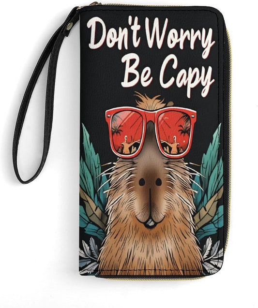 HOTCASOWAT Capybara Wallet Wristlet Zipper Purse with Hand Strap Travel Credit Card Holder for Adult Daily Use Gifts