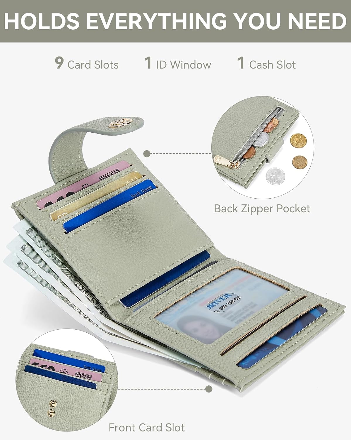 HOTBOSTANTEN Leather Wallets for Women RFID Blocking Slim Card Holder