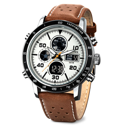 HOTPINDOWS Mens Digital Analog Watches, Multifunction Sport Casual | Dual time display, bright night backlight, daily alarm, precision stopwatch, and splash-proof construction