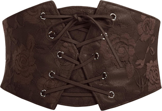 HOTGRACE KARIN Women's Elastic Wide Waist Belt Renaissance Pirate Corset Cinch Belt Cosplay Costume with Press Button