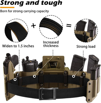 HOTJUKMO Men's 1.5" Ratchet Nylon Tactical Work Belt | Automatic Slide Zinc Alloy Buckle, Adjustable Trim to Fit
