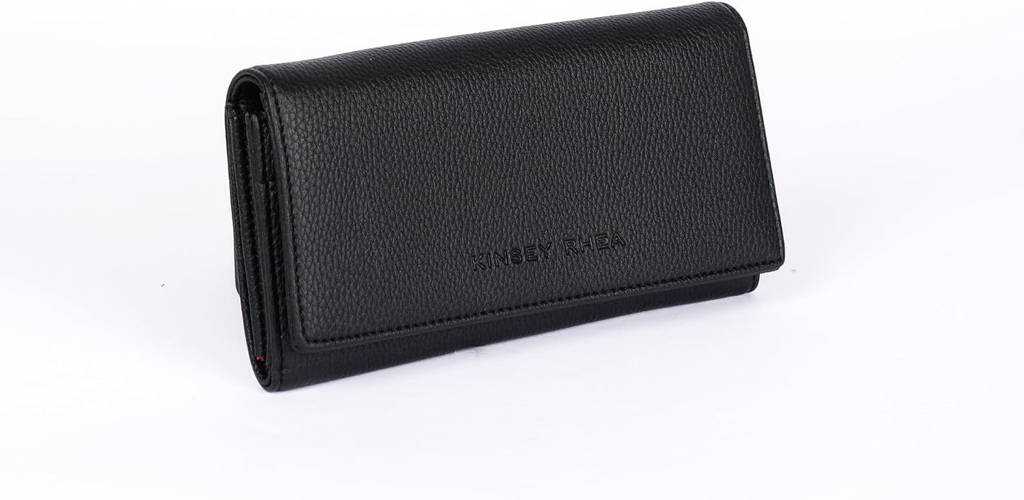 HOTKinsey Rhea Grace RFID Blocking Wallet, Multiple Card Slots, Zip Pocket (black)