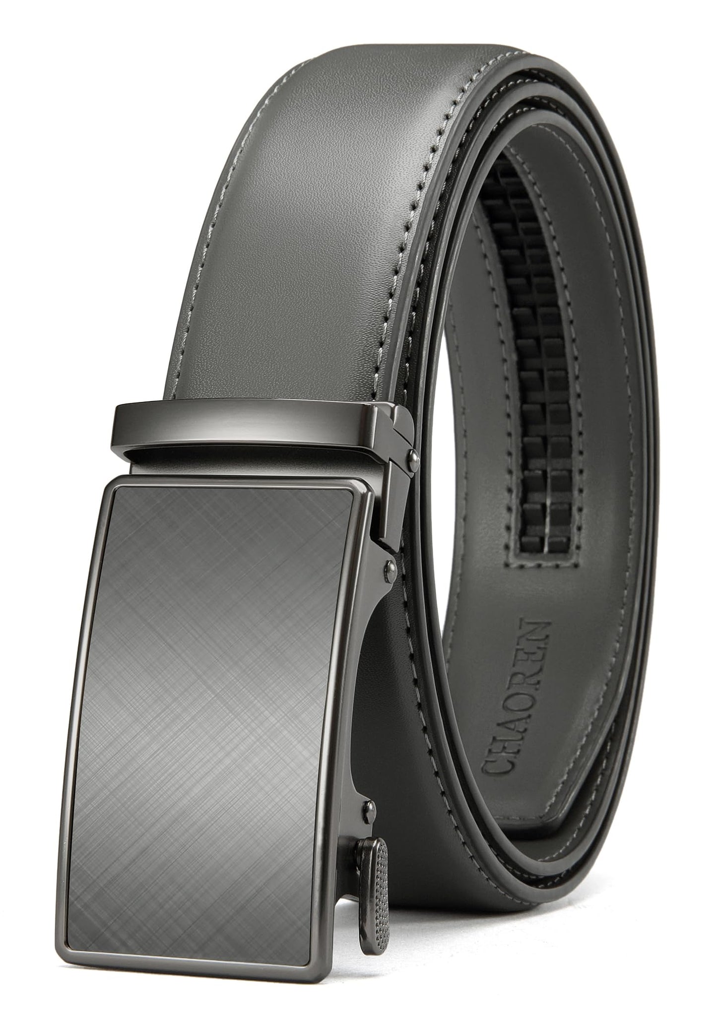HOTCHAOREN Mens Belt - Mens Ratchet Belt Leather 1 3/8" for Dress Pant - Micro Adjustable Belt Fit Everywhere