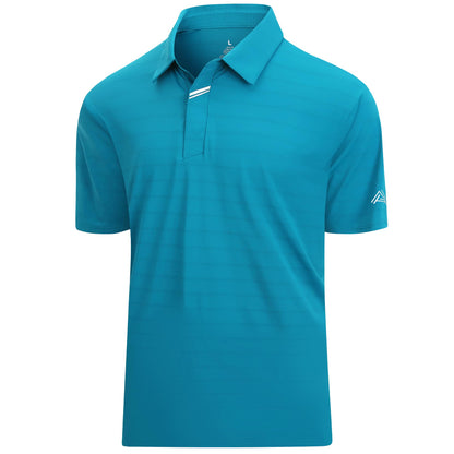 HOTEsabel.C Jacquard Golf Shirts for Men Dry Fit Short Sleeve Collared Polo | Moisture Wicking, Athletic Fit, 4-Way Stretch for Comfort, Wrinkle Free, Lightweight, Ideal for Golf, Casual & Work Wear