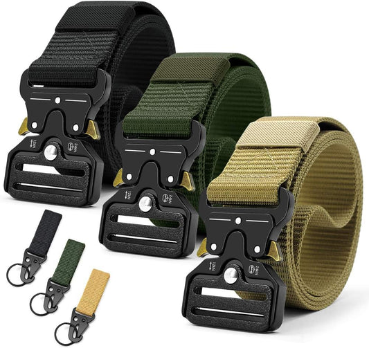 HOTDOOPAI Tactical Belt for Men, Military Nylon Web with Heavy Duty Quick Release Metal Buckle, 1.5'' Wide - Ideal for Work,