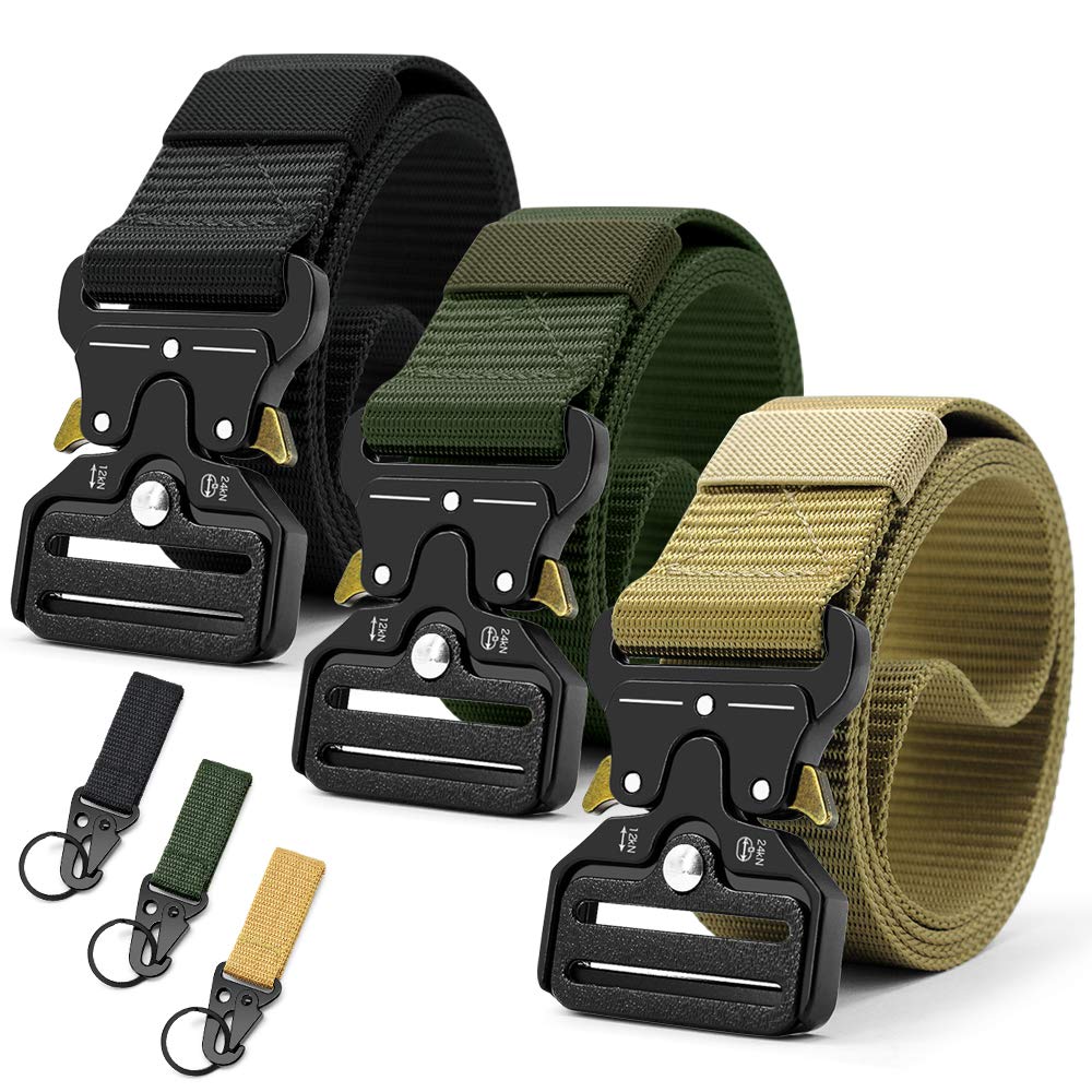 HOTDOOPAI Tactical Belt for Men, Military Nylon Web with Heavy Duty Quick Release Metal Buckle, 1.5'' Wide - Ideal for Work,