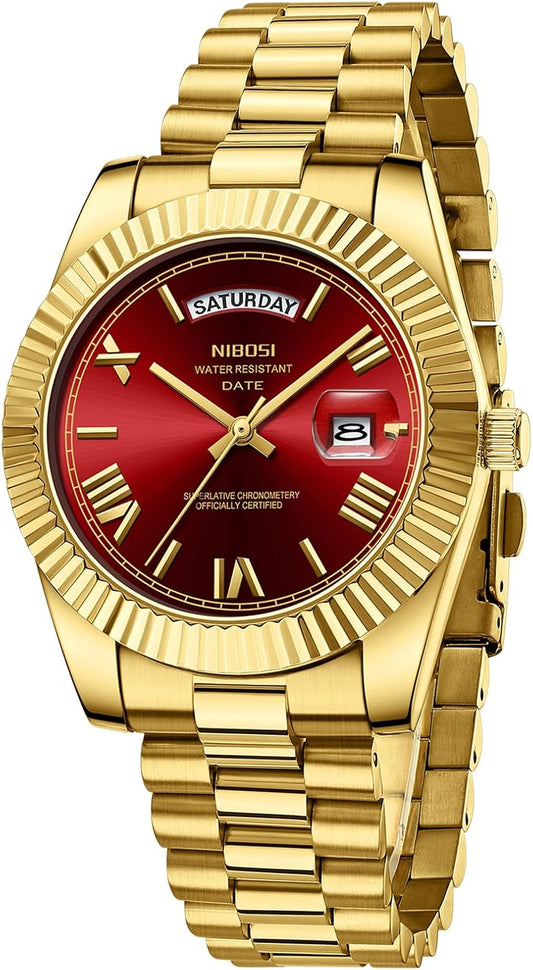 HOTNIBOSI Men Watches Analog Quartz Stainless Steel Rose Gold Silver Watches for Men Waterproof Business Classic Desiger Wrist Watch with Day Date