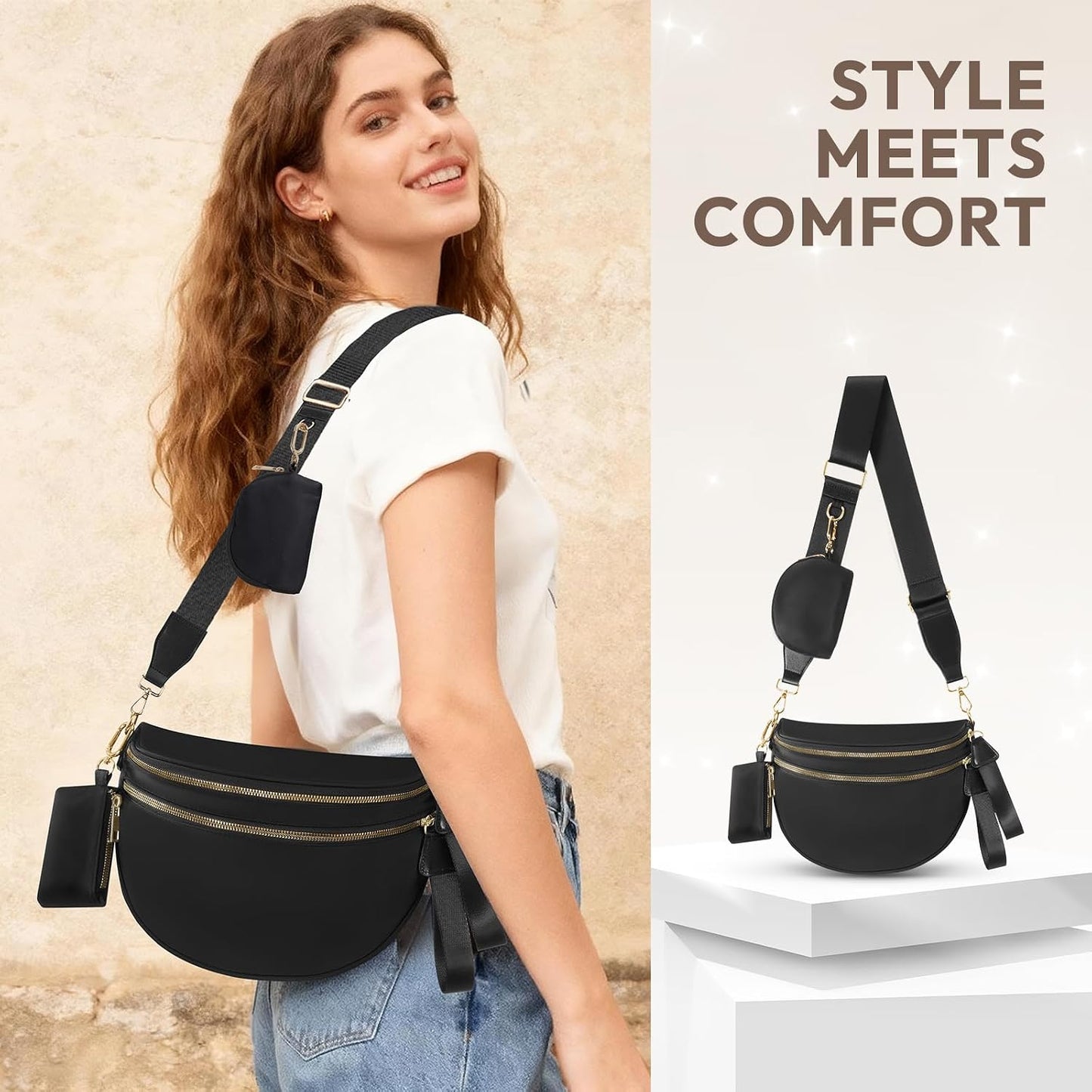 HOTCross Body Bag for Women Bum Bag Checkered Belt Bags Fanny Packs for Girls Travel Purse Fashion Waist Packs Crossbody Nylon Purse Trendy Shoulder Bags for Womens