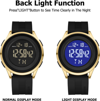HOTCOSSINIGE Mens Digital Waterproof Military Watch for Men Black Dive Tactical Sports Minimalist Ultra-Thin Wrist Watch
