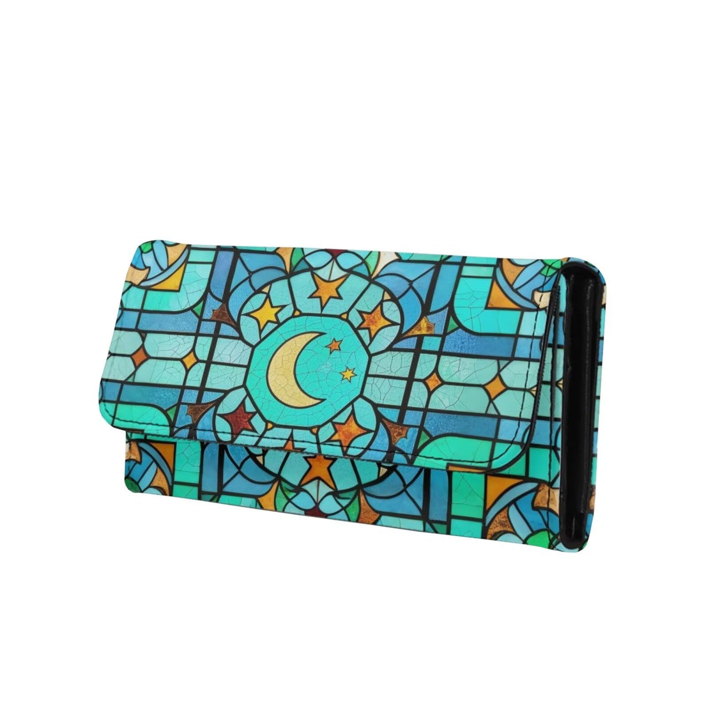 HOTNorth Cardinals Bird Women Wallet Long Trifold Checkbook Wallets with Zipper Pocket, Mosaic Art Birds Flowers Credit Card Holder PU Leather Billfold Wallet Purse