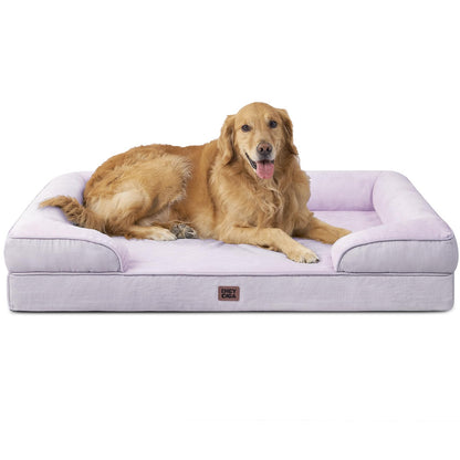 HOTEHEYCIGA Orthopedic Dog Beds for Extra Large Dogs 44x32Inch, Polyurethane Foam XL Pet Bed with Sides, Non-Slip and Egg-Crate Foam Big Dog Couch Bed with Washable Removable Cover, Grey