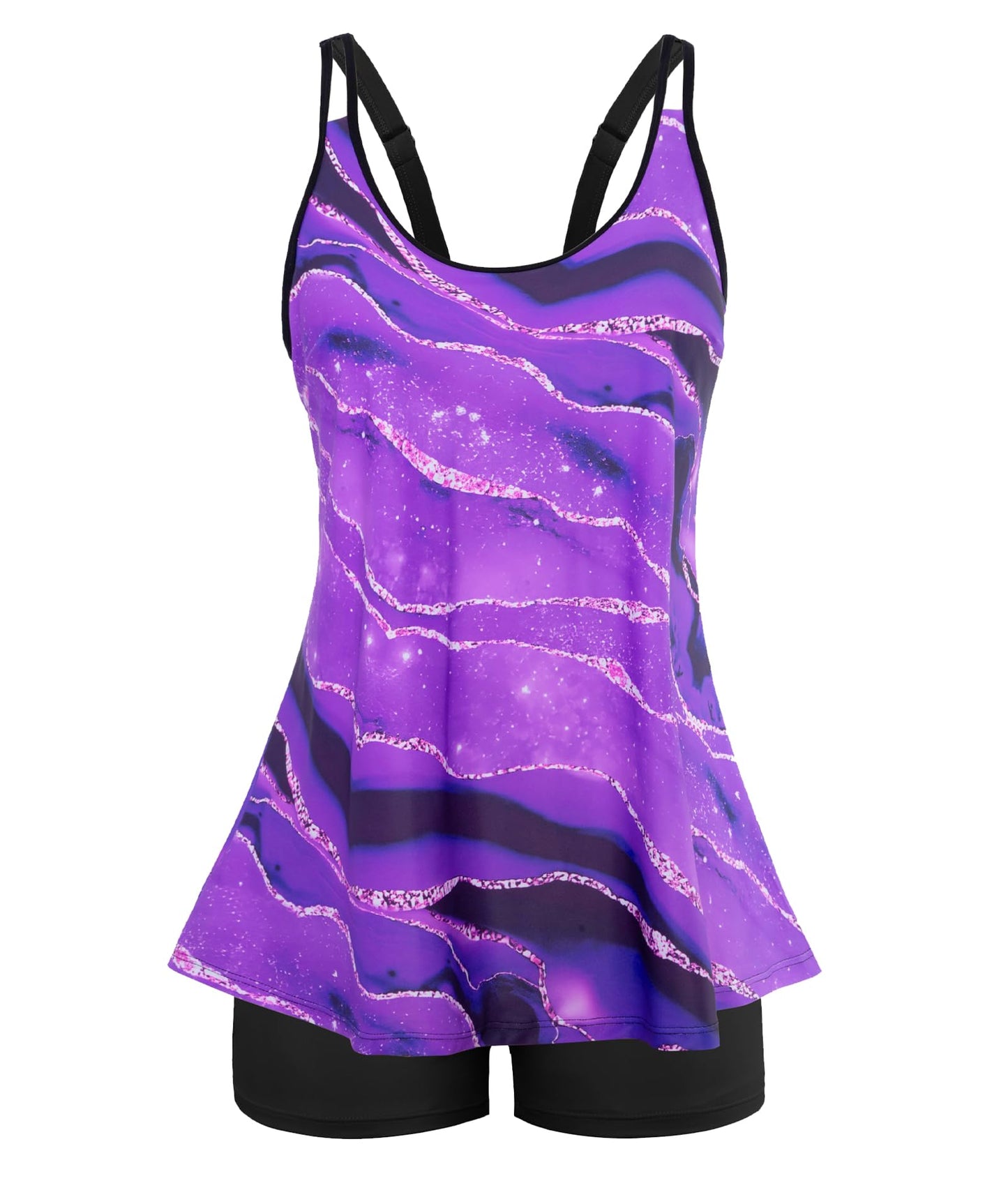 HOTArolina Tankini Swimsuits for Women Tummy Control Two Piece Bathing Suits Flowy Swim Tops with Boy Shorts