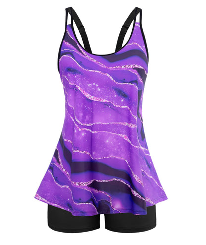 HOTArolina Tankini Swimsuits for Women Tummy Control Two Piece Bathing Suits Flowy Swim Tops with Boy Shorts