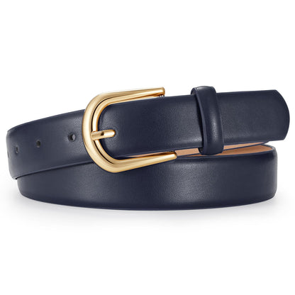 HOTJASGOOD Leather Belt Women Belts for Jean Pants with Gold Buckle Fashion Ladies Waist Belt