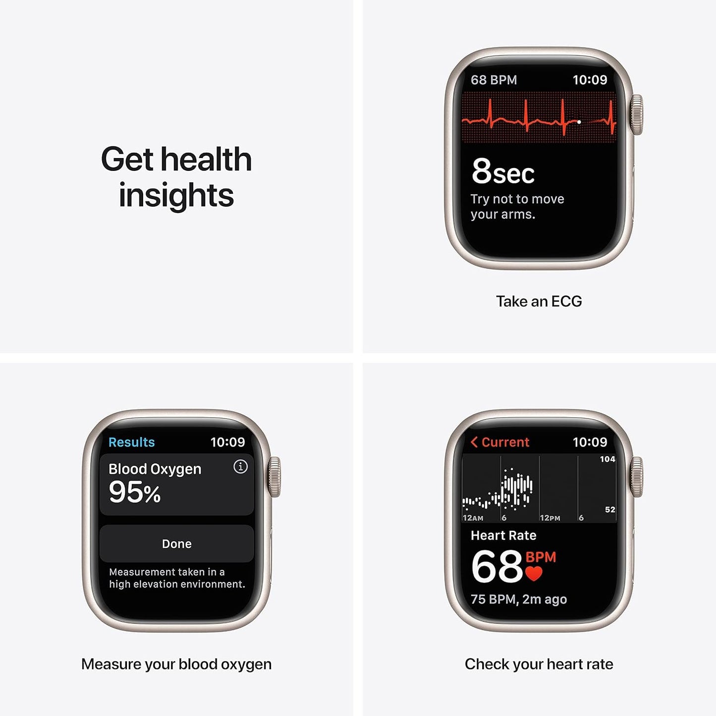 HOTApple Watch Series 7 (GPS + Cellular, 41MM) - Starlight Aluminum Case with Starlight Sport Band (Renewed Premium)