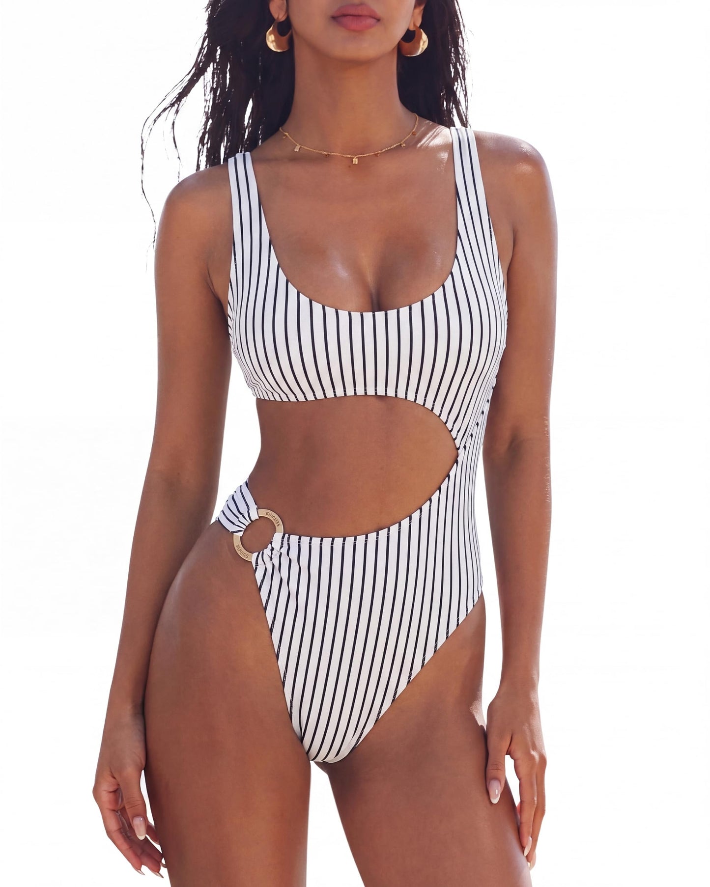 HOTSUUKSESS Women Sexy One Piece Tummy Control Swimsuit Cutout Backless Bathing Suit