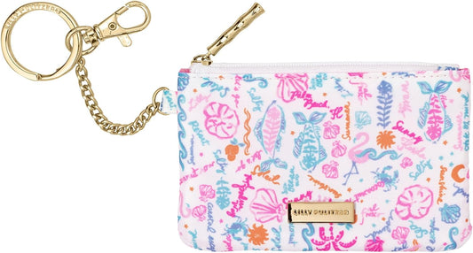 HOTLilly Pulitzer Zip Card Case ID Wallet, Summer Serenade | Cute, Colorful, Keychain Coin Purse Wallet with Zipper Close, Key Ring, Chain, and ID Window