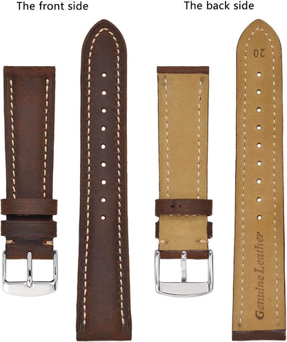 HOTBISONSTRAP Watch Strap, Vintage Leather Replacement Bracelet, Band Width-14mm 15mm 16mm 17mm 18mm 19mm 20mm 21mm 22mm 23mm 24mm