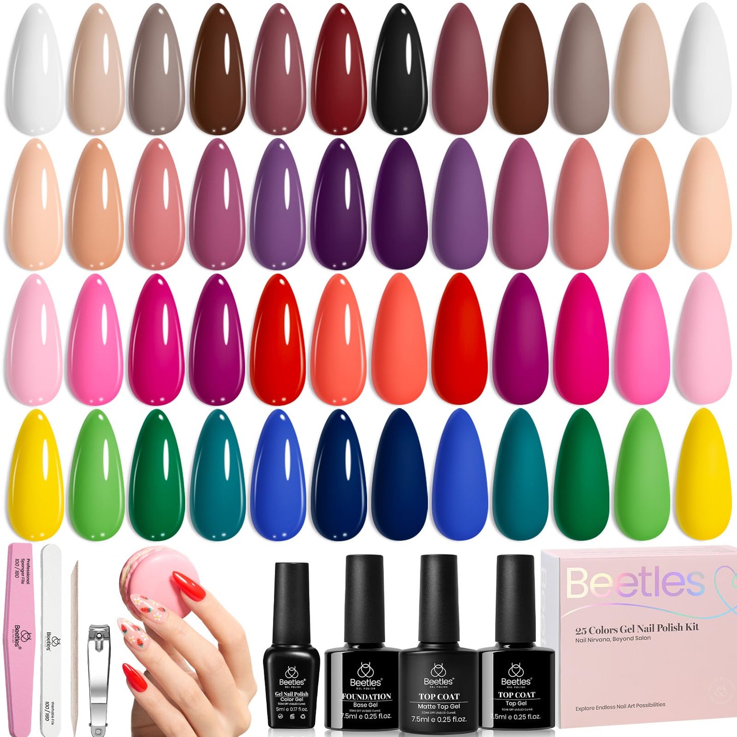 HOTBeetles Gel Nail Polish Kit with U V Light - 80Pcs 55 Colors Gel Nail Kit | Color Enchantment with Everything Base Top Coat Beginner Starter at Home Nails Kit Manicure DIY Salon Tools Gifts for Women