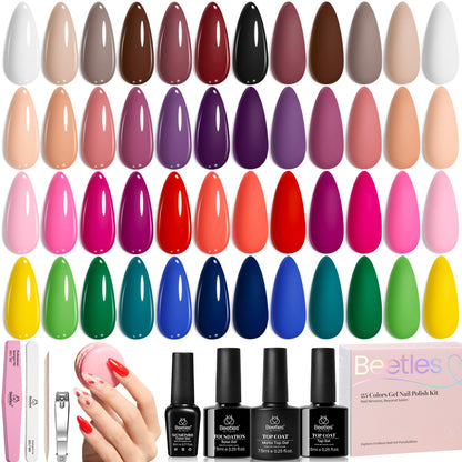 HOTBeetles Gel Nail Polish Kit with U V Light - 80Pcs 55 Colors Gel Nail Kit | Color Enchantment with Everything Base Top Coat Beginner Starter at Home Nails Kit Manicure DIY Salon Tools Gifts for Women