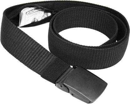 HOTMoney Belts for Travel for Men, Nylon Military Tactical Mens with Zinc Alloy Buckle, Security Money Belt with Hidden Money Pocket - Black