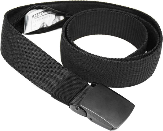 HOTMoney Belts for Travel for Men, Nylon Military Tactical Mens with Zinc Alloy Buckle, Security Money Belt with Hidden Money Pocket - Black