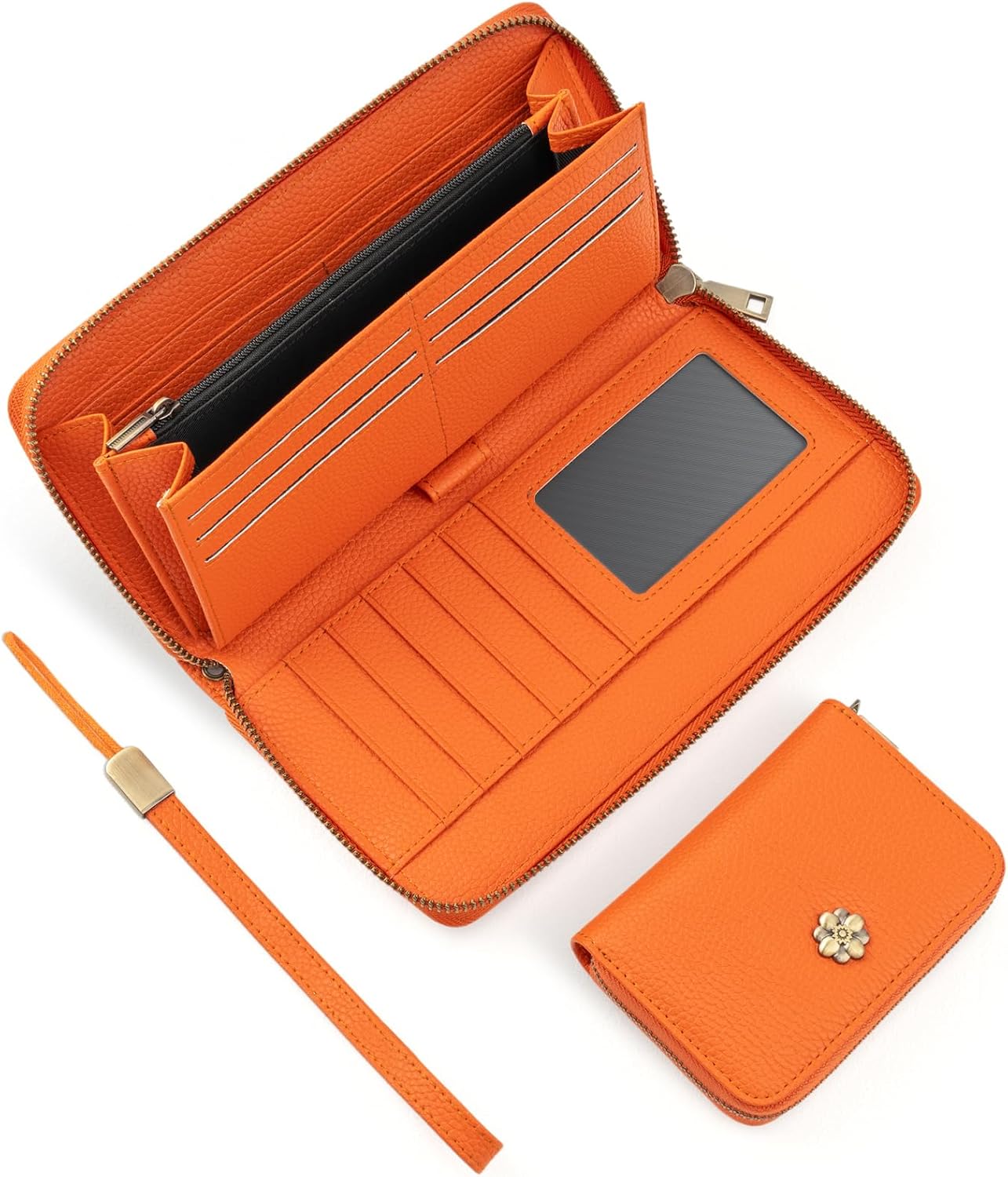 HOTXINNSTAR 2 Pack Women's Wallet RFID Blocking Leather Zip Around Large Capacity Card Holder Ladies Phone Clutch Long Purse Wristlet