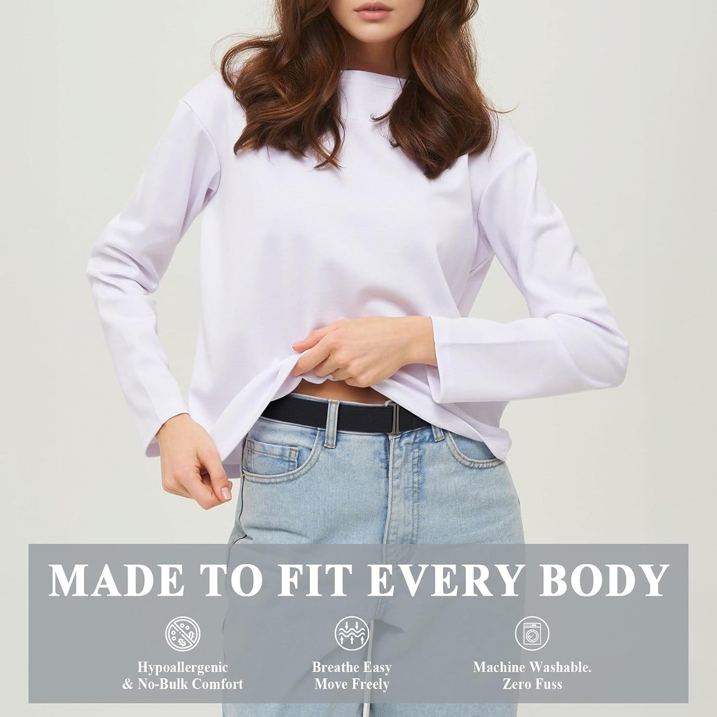 HOTXZQTIVE No-Show Crop Band Belt for Women & Men, Adjustable Tuck Band for T-Shirt, Sweater Tucking
