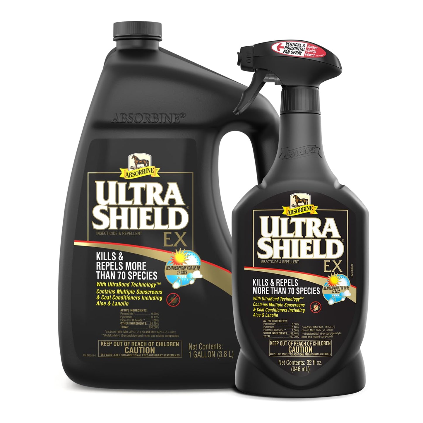 HOTAbsorbine UltraShield EX 32oz Sprayer Insecticide, Kills & Repels Flies, Mosquitoes, Ticks, Fleas, Lice, Use on Horses, Dogs, Premises