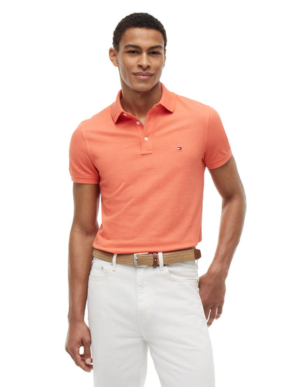 HOTTommy Hilfiger Men's Short Sleeve Polo Shirts in Slim Fit with Stretch and Organic Pique Cotton