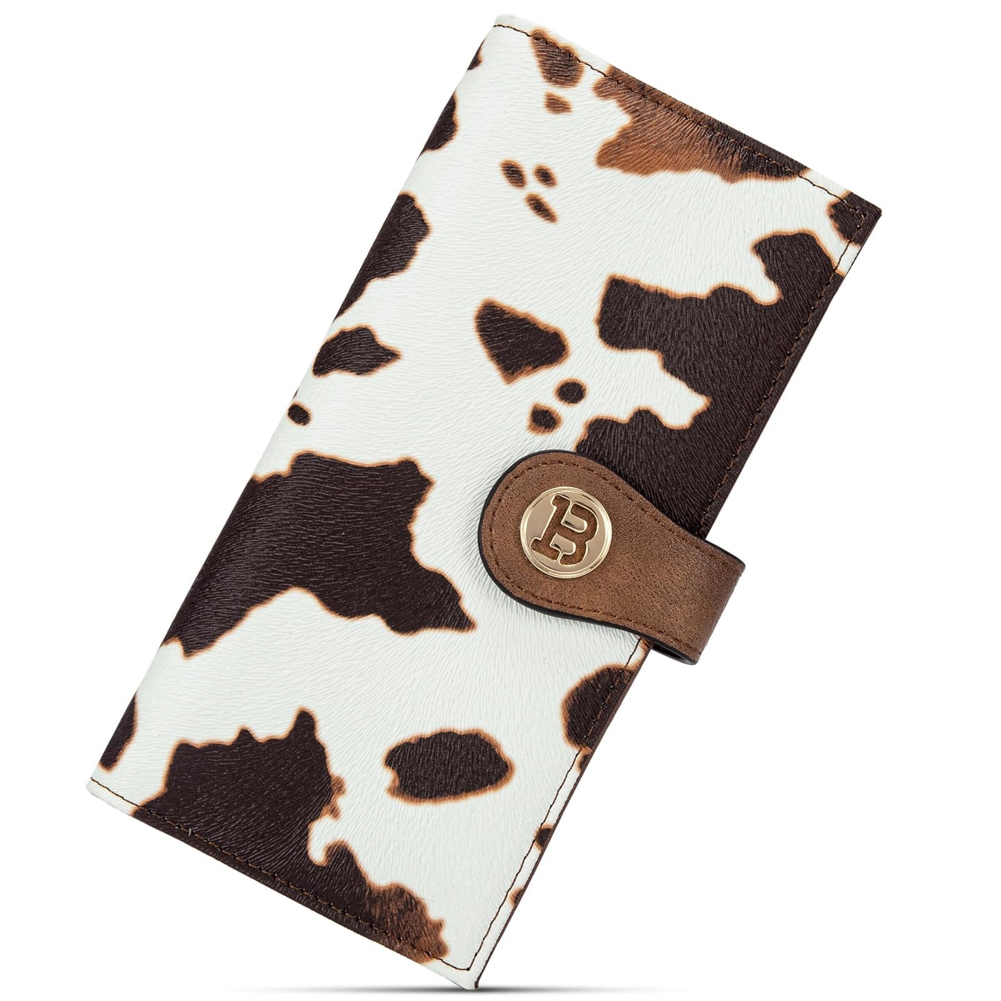 HOTBOSTANTEN Slim Wallet Women RFID Card Holder with Zipper Coin Pocket | Thin, Lightweight, 11 Card Slots, Long Bifold, Clutch Wallet, Fits Small Purses, Quilted Vegan Leather, Gifts, Beige＆Brown