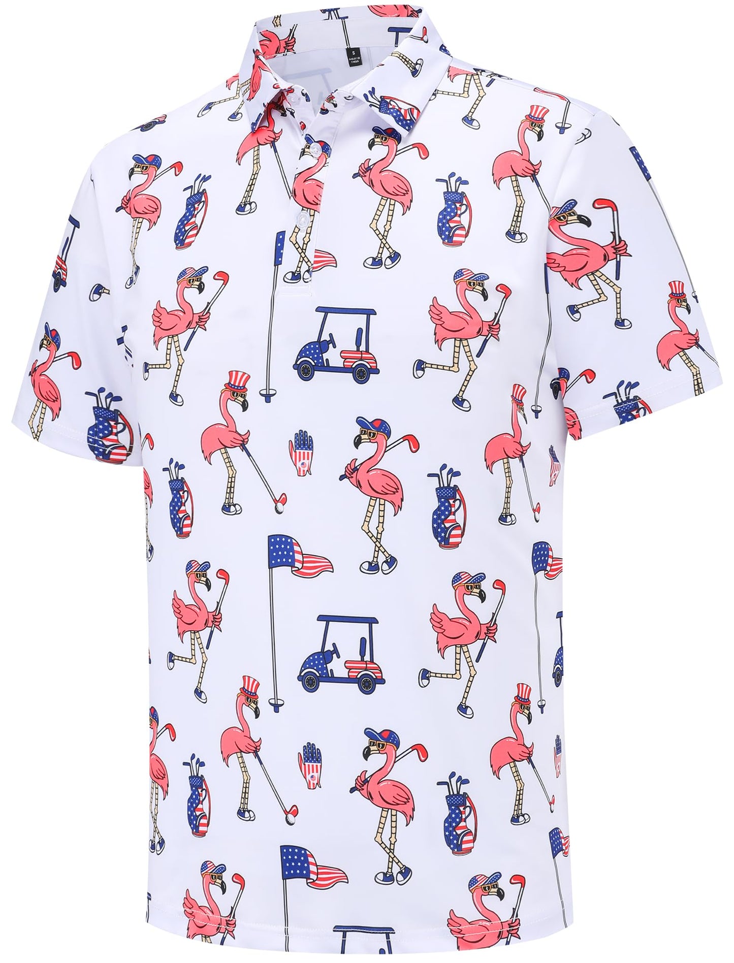 HOTMens Golf Polo Shirts Short Sleeve Performance Moisture Wicking Dry Fit Casual Print Funny Golf Polo Shirts for Men
